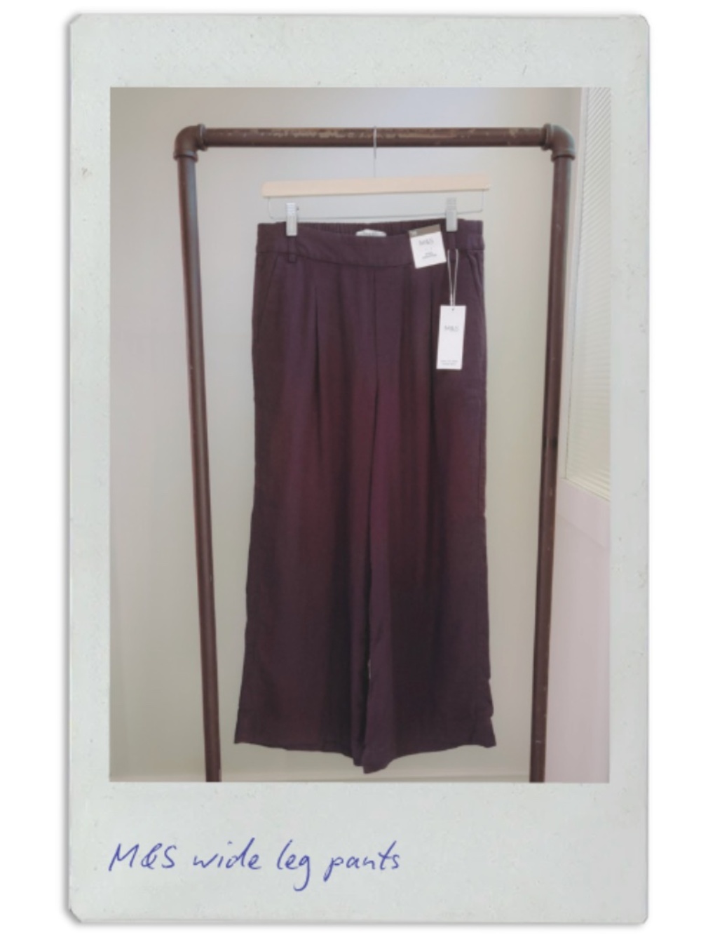 m&s navy linen blend wide leg pants